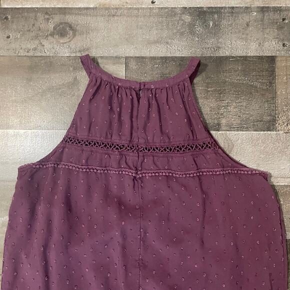 Loft Women's Shift Dress Plum Purple Swiss Polka Dot Crochet Size S - Picture 13 of 14